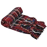 Home Soft Things Multi Color Crystal Chenille Throw Blanket 50' x 60' Red/Green/White Plaid