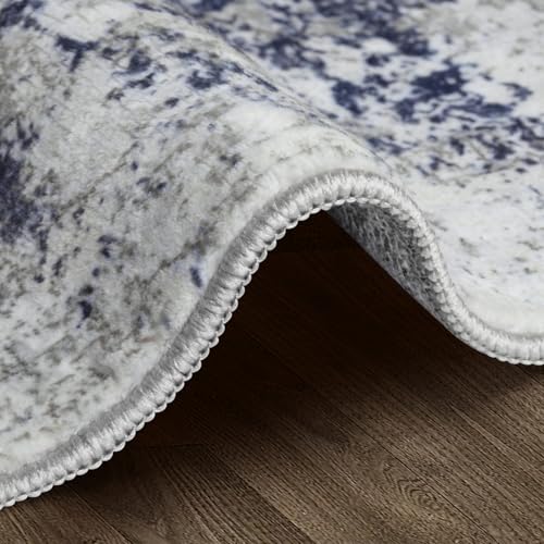 Area Rugs 5x7 Living Room: Large Modern Abstract Washable Rug Soft Anti-Skid Non-Shedding Carpet Indoor Floor Thin Carpets for Bedroom Dining Room Farmhouse Nursery Home Office Night Blue Grey