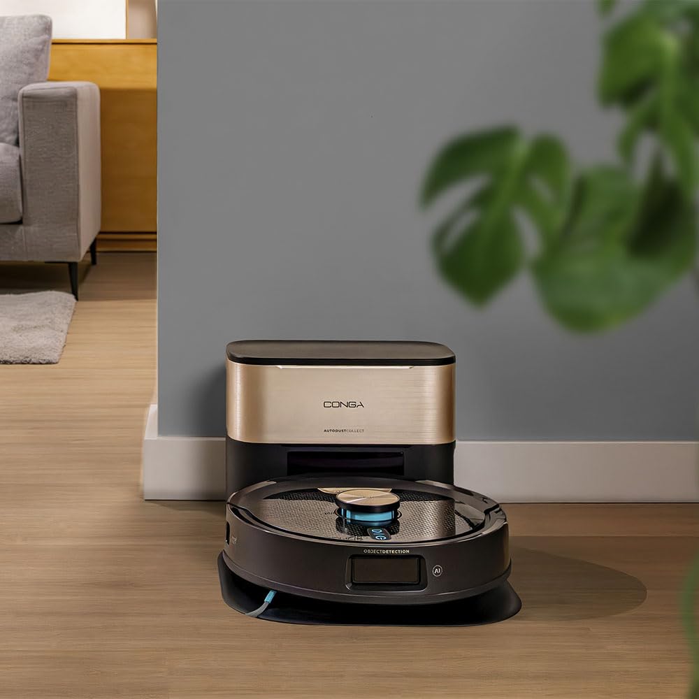 Cecotec Robot Aspirateur et Laveur de Sols avec IA et App Conga M100 X-Treme. 20000Pa, Intelligence Artificielle, Brosse Silicone Anti-enchevêtrement, Serpillières Rotatives, Autonomie jusqu'à 220m²