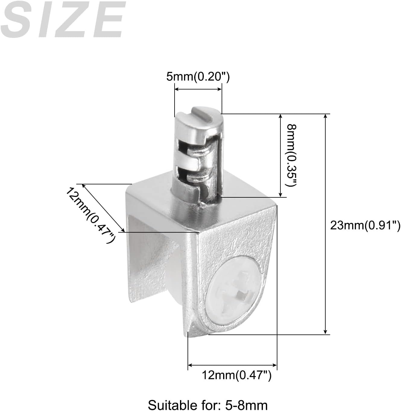 METALLIXITY Glass Shelf Holder (for 5-8mm Thickness) 10Pcs, Zinc Alloy Adjustable Glass Clips Clamp - for Furniture Repair, Bedroom, Silver Tone