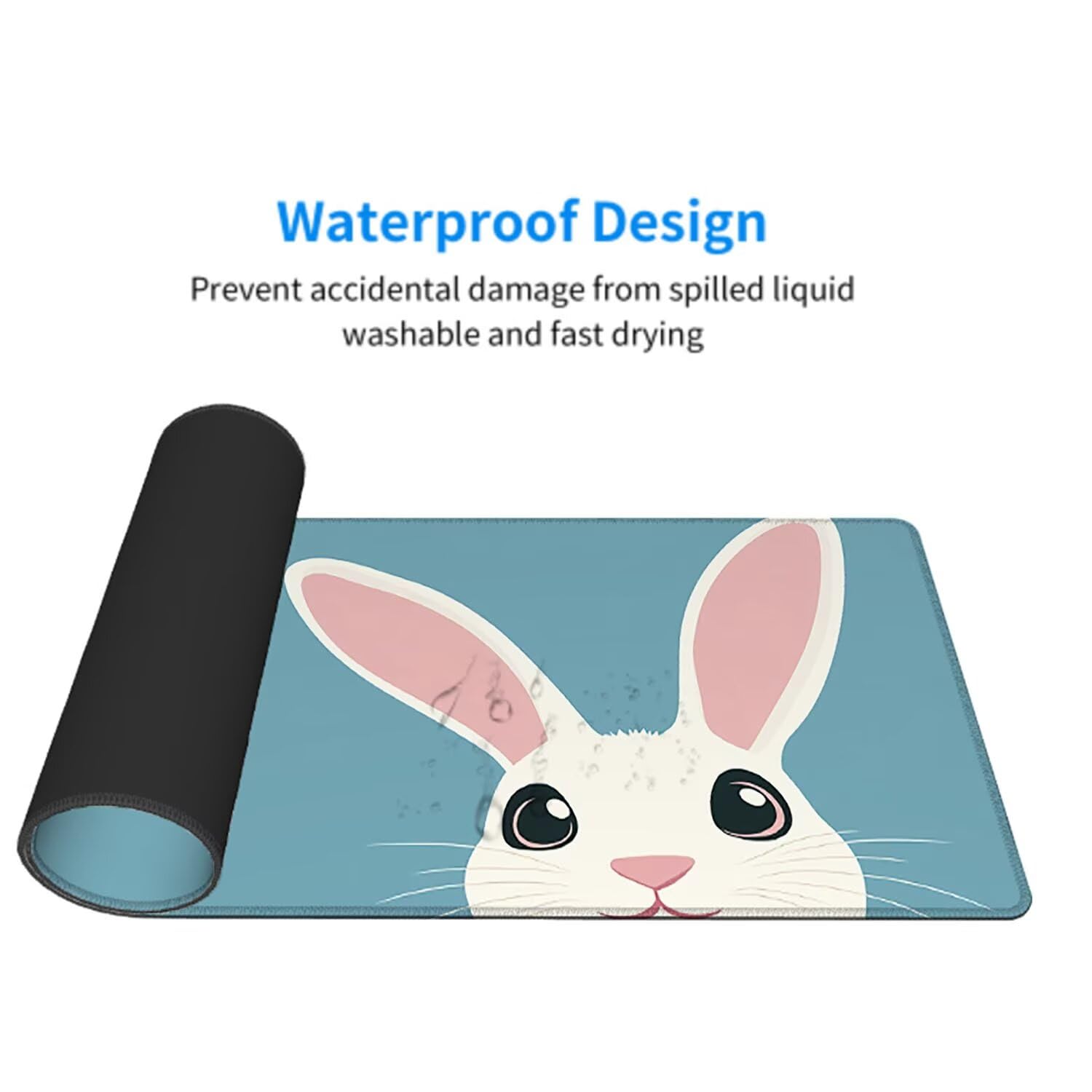 Turkusowa podkładka pod mysz pod mysz pod mysz do gier XXL 1400 x 600 x 3 mm podkładka pod mysz gumowa królik duża podkładka pod rękę dla graczy akcesoria wodoodporne PC, do klawiatury laptopa w-1932