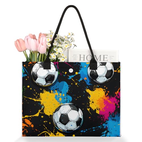 Soccer Colored Tote Bag for Women Large Beach Bag Reusable Tote Bags for Work Travel Beach Shopping3