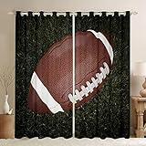 Feelyou 3D Football Window Curtain Panels Sports Theme Curtains for Kids Boys Teens Rugby Match...