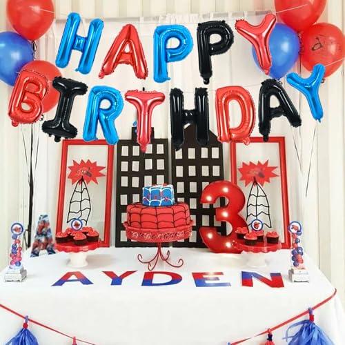 image for TONIFUL Happy Birthday Balloons with Ribbon Straw, 16 Inch Mylar Lette