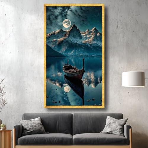Tableau sur toile haute définition paysage montagne nuit