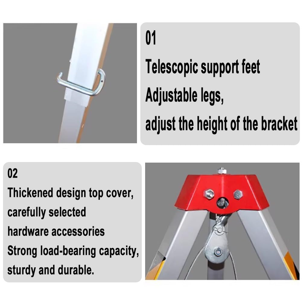 Kit trépied en aluminium avec treuil pour levage de sécurité dans les puits, tunnels, égouts