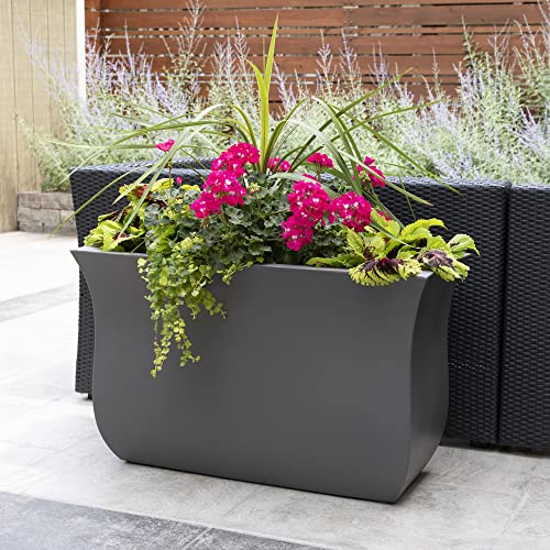 Mayne Valencia Rectangle Planter - Graphite Grey - 36In L X 16In W X 22In H - Polyethylene - Double Wall Planter (5875-Grg) #TOP3
