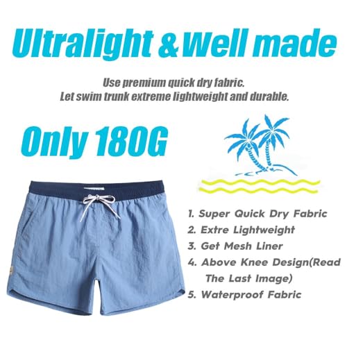 Image of maamgic Mens Swim Trunks 5 inch with Mesh Lining Quick Dry Bathing Suits for Men Swim Shorts Swimwear