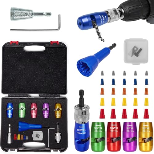 JouraLiyon Wire Twister Tool for Drill Set, Stripping Tool & Wire Twisting Connector,Electrician Drill Wire Stripper and Twister, Wiring Pro Wire Stripper