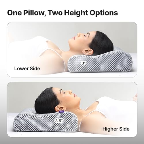 Image of Frido Ultimate Cervical Neck Pillow for Pain Relief Sleep | Improves Posture & Spinal Alignment | Neck Pain Relief Cushion with Ultra Responsive Memory Foam & Skin Friendly Cover | Grey Mesh