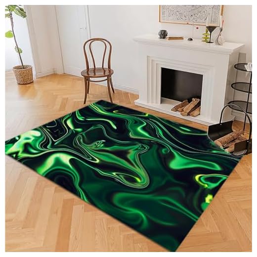 Tapetes laváveis, verde, 15 x 23 cm, formas rotativas, líquidas, abstratas, para sala de estar, tapete de entrada, antiderrapante, macio, para quarto, cozinha, lavanderia, entrada