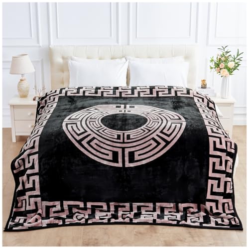 Luxury Heavy Blanket 6Kg - Sherpa Fleece Reversible Bed Throw Blanket Greek 2 Ply - Deep Sleeping - Anxiety Relief - Polyester Weighted Blanket For Adult (200 x 240 Cm)