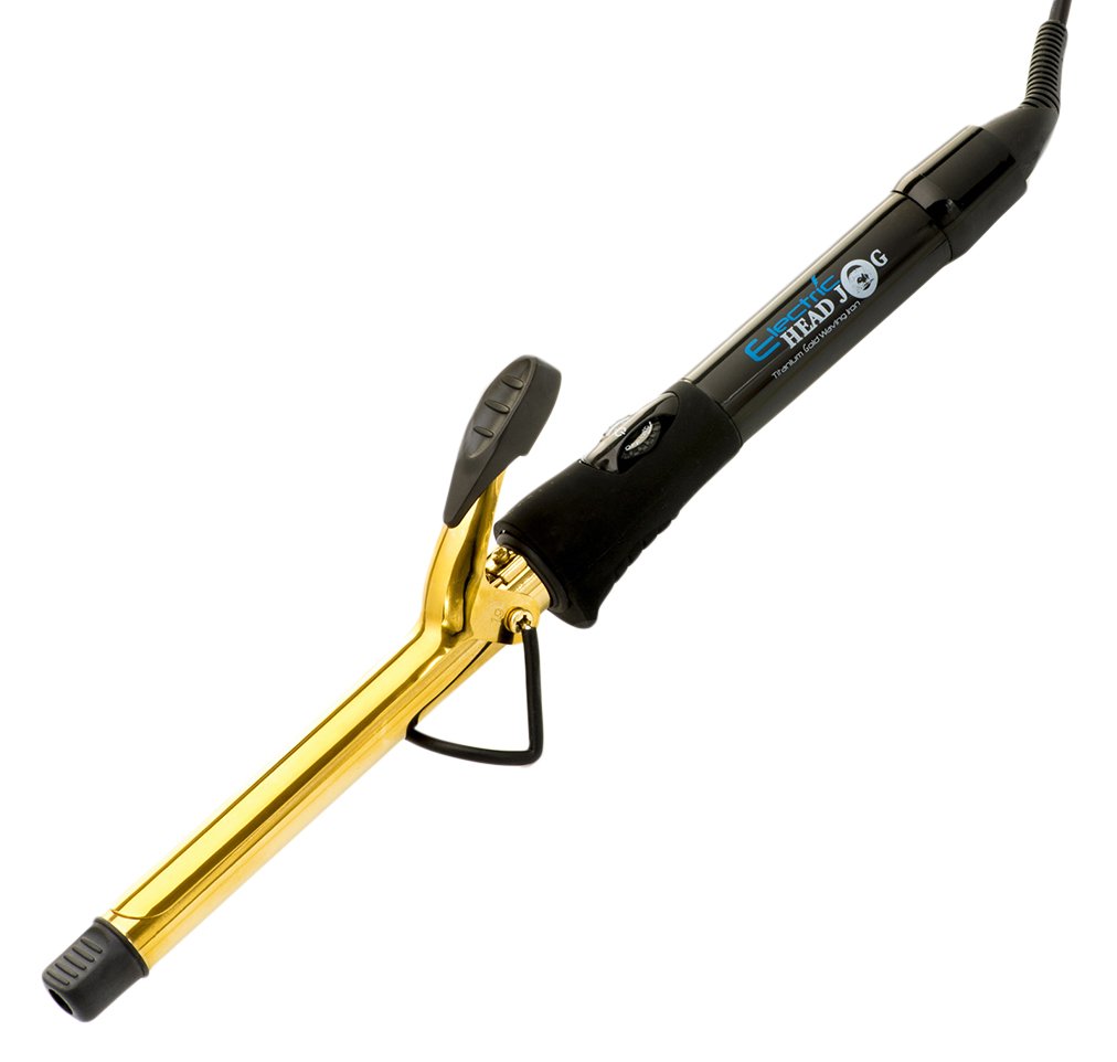 Electric Head Jog 19mm Titanium Gold Waving Iron. Hot Curling Wand with Variable Temperature. Ionic Charge Curler for Shine, Soft & Healthy Hair. Curl Tongs with Cool Tips for Easy Styling. (19mm)
