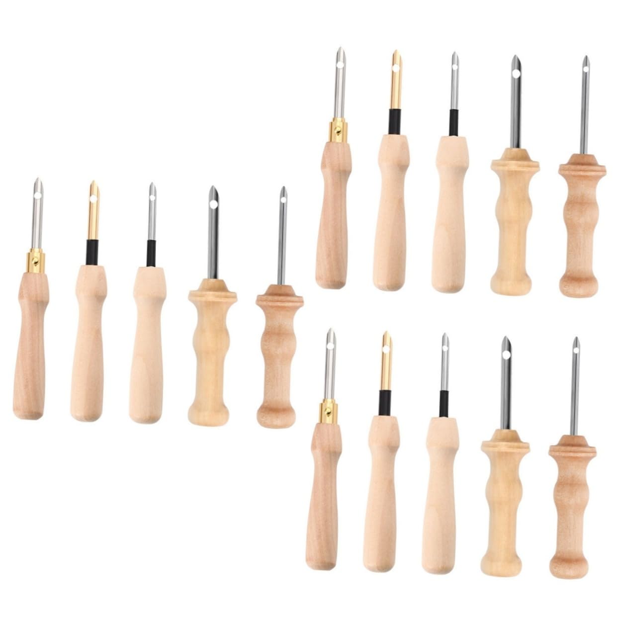 IWOWHERO 15pièces Outils De à Poinçonner Avec Poignée Aiguilles à Poinçon Pour Couture Et Style