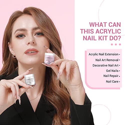 Image of SAVILAND Acrylic Nail Kit with Drill: Professional Nails Kit Acrylic Set with Everything U V Light Nail Art Brush Glitter Powder Nail Stuff for Home DIY Salon Use Christmas Gift Set