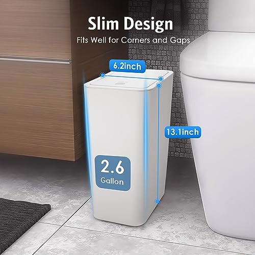 Kssvzz RXTCC001 3 Pack Small Bathroom Trash Can With Lid - 10L/2.6 Gallon Slim Garbage Bin, Dog Proof Trashcan thumb #1