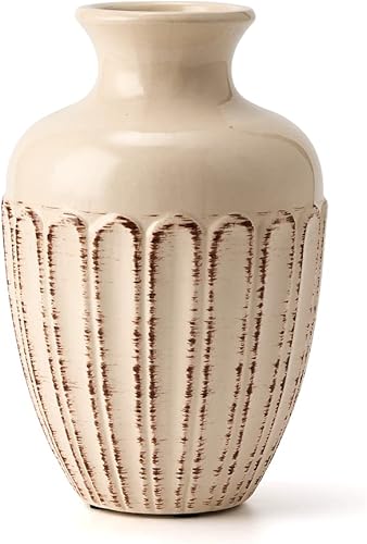 Miniatura 7 de SIDUCAL Jarrón de cerámica, moderno jarrón de porcelana de 8 pulgadas para decoración rústica de granja, decoración del hogar, sala de estar,