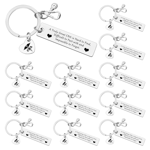 Heigebi 12 PCS Certified Nursing Assistant Gift CNA Graduation Gifts Nurse Keychain for Women Men CNA Registered Nurse Student