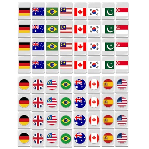 Jeu de tuiles 64 pièces avec motif drapeau original pour toute la famille