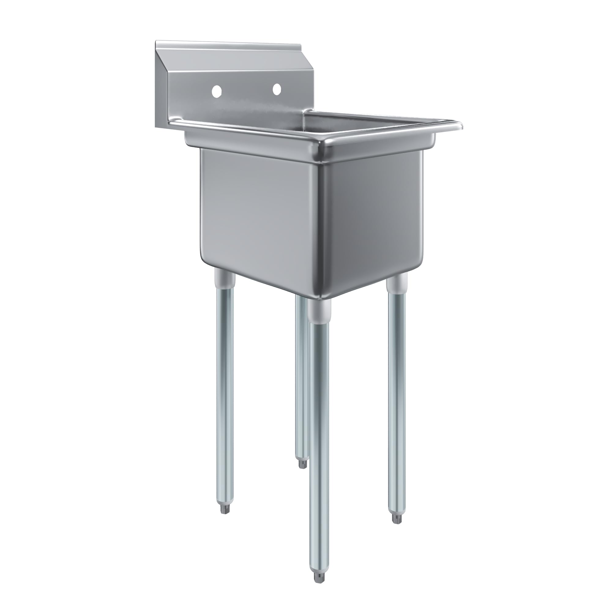 AmGood 1 Compartment Commercial Sink - 23 x 23 in. Overall - 18 x 18 x 12 in. Bowl - NSF 18-Gauge 304 Stainless Steel Restaurant Prep &amp; Utility Sink (No Faucet)