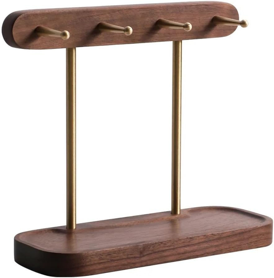 FMURY Black Walnut Wood Storage Rack Solid Wood Jewelry Box Entryway Key Storage Rack Entryway Shelf