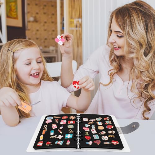 Image of 8 Pages Enamel Pin Display Book, A5 Pins Collection Storage Organizer Book | Pin Board Binder for Collectors, Portable Travel Pin Trading Books with Clear PVC Cover (Not Include Accessories)