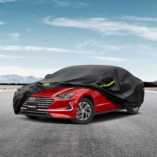 Image of Kaugung 7 Layers Car Cover Custom Fit Hyundai Sonata from 1988 to 2025, Outdoor Waterproof All Weather Sun Rain Dust Snow Protection with Zipper Door.(USA Warehouse,Within 3-7 Days)