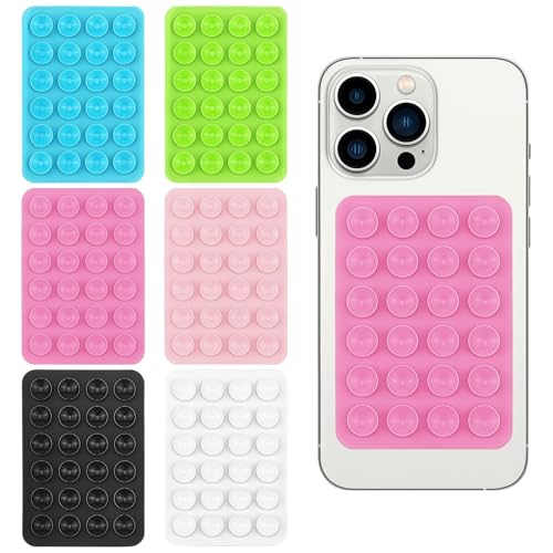 Arvoni 6 Piezas Ventosa Movil Doble Cara, Funda Silicona Lavable Ventosas Movil, Soporte Antideslizante Ventosa para Movil, Adhesivo Trasero para Selfies y Videos Compatible con Todos los Modelos