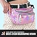 Holographic Fanny Pack Belt bag - Crossbody Waist Bag for Men or Women - Hands-Free, Waterproof Large Bumbag for Hiking, Running, and Travel (Pale Pink)