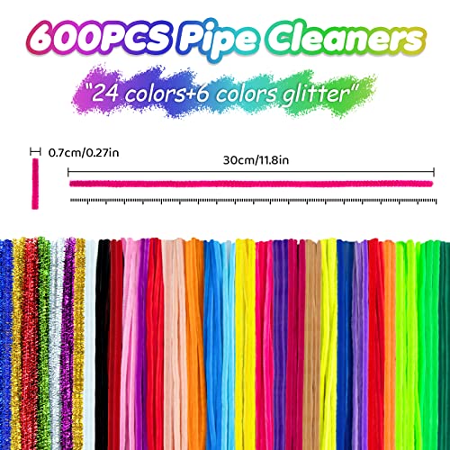Acerich 600 Pcs Pipe Cleaners 30 Colors Chenille Stems Diy Art Craft Decorations (7 Mm X 12 Inch) #TOP1