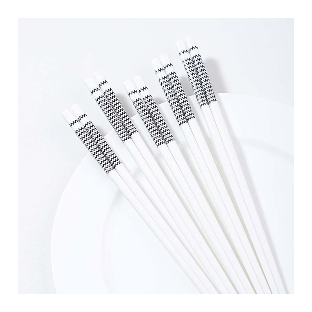 Ensemble de 5 Paires de Baguettes en Porcelaine Noire et Blanche, Coffret Cadeau de Baguettes réutilisables avec étui, Baguettes en céramique en Porcelaine Fine(S)