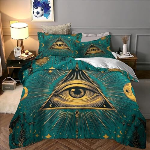 Housse de couette 3D œil mystique microfibre parure lit - 6