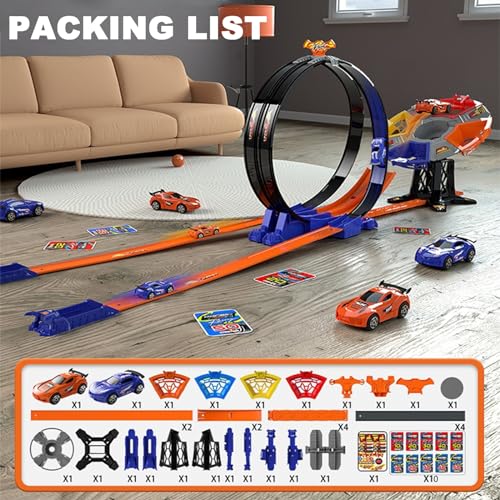 Image of Race Track Sets, Two-Player Competitive Car Race Track Toys for Kids, 2 High Speed Race Cars, 360 Loop Track Car Toys for Boy Girls Christmas Birthday Gift (B Race Car Set)