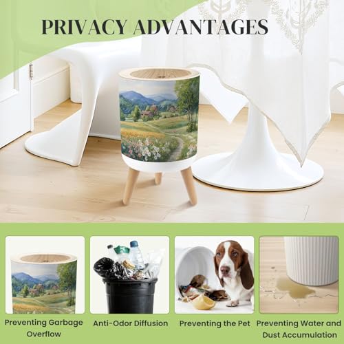 Caneca de basura redonda con tapa y patas 7 litros miniatura 4