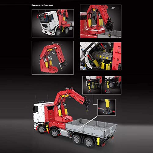 Kranwagen Bauset, 2.4Ghz / APP RC Konstruktionsspielzeug Truck Modell pneumatisch mit Motor, Mold King 19002, 8238… – Bild 5