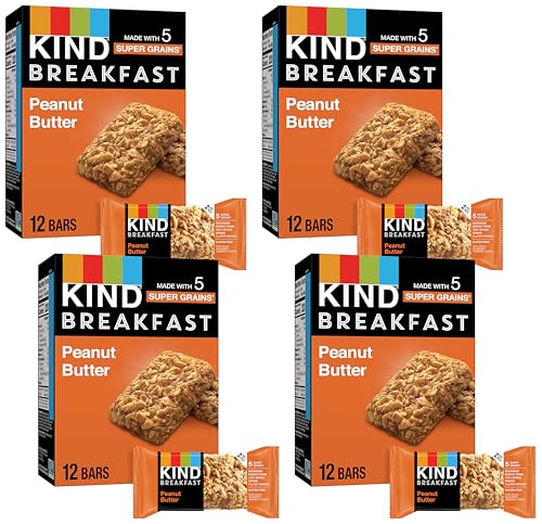 KIND Breakfast Bars, Peanut Butter, Healthy Snacks, Gluten Free, 5g Protein, 6 Count (Pack of 4)