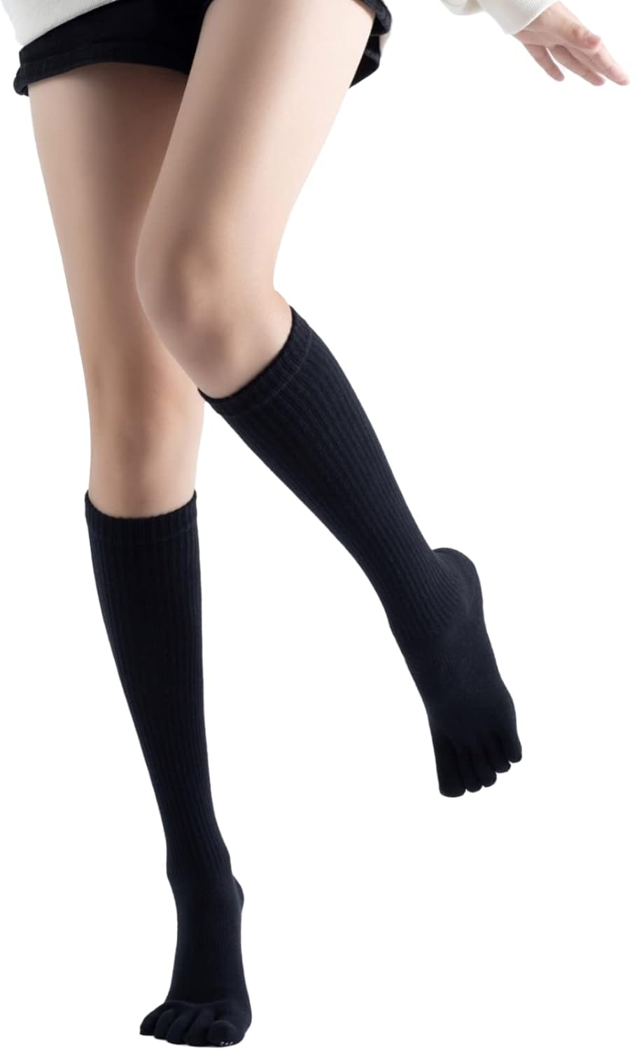 Verdancy Yoga Pilates Toe Socks with Grips for Women Non Slip Compression Cushioned Knee High Over the Calf Socks
