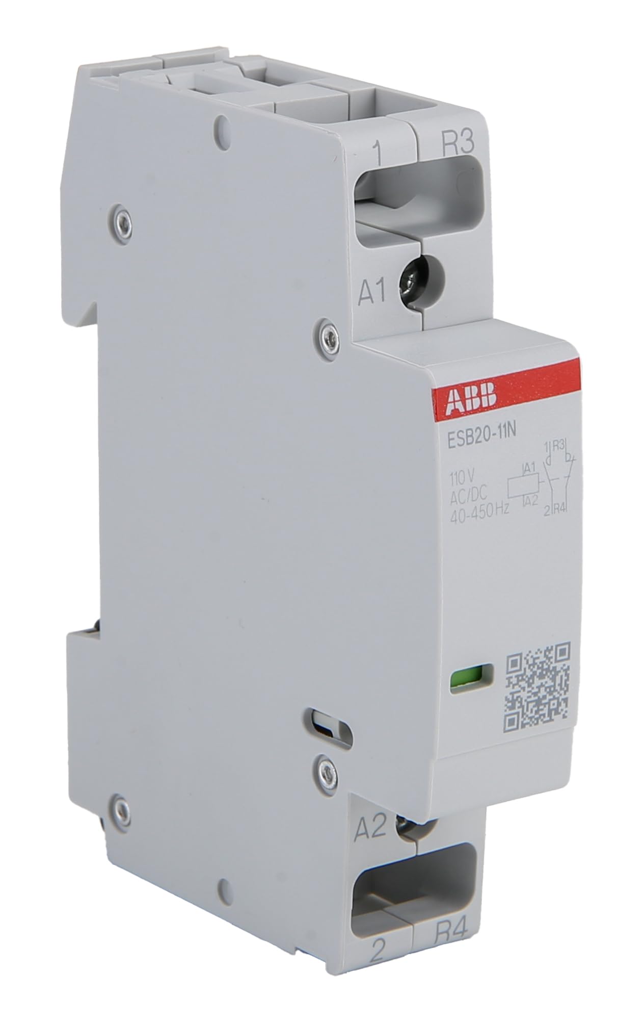 Abb Weiß Protecta Plus Esb20-11N-04 Installation Contactor • 20 A Rated Current • 1 No + 1 Nc 2-Pole Modular Contactor • 110 V Control Voltage • Din Rail Mount 18 Mm Width • 1Sbe121111r0411