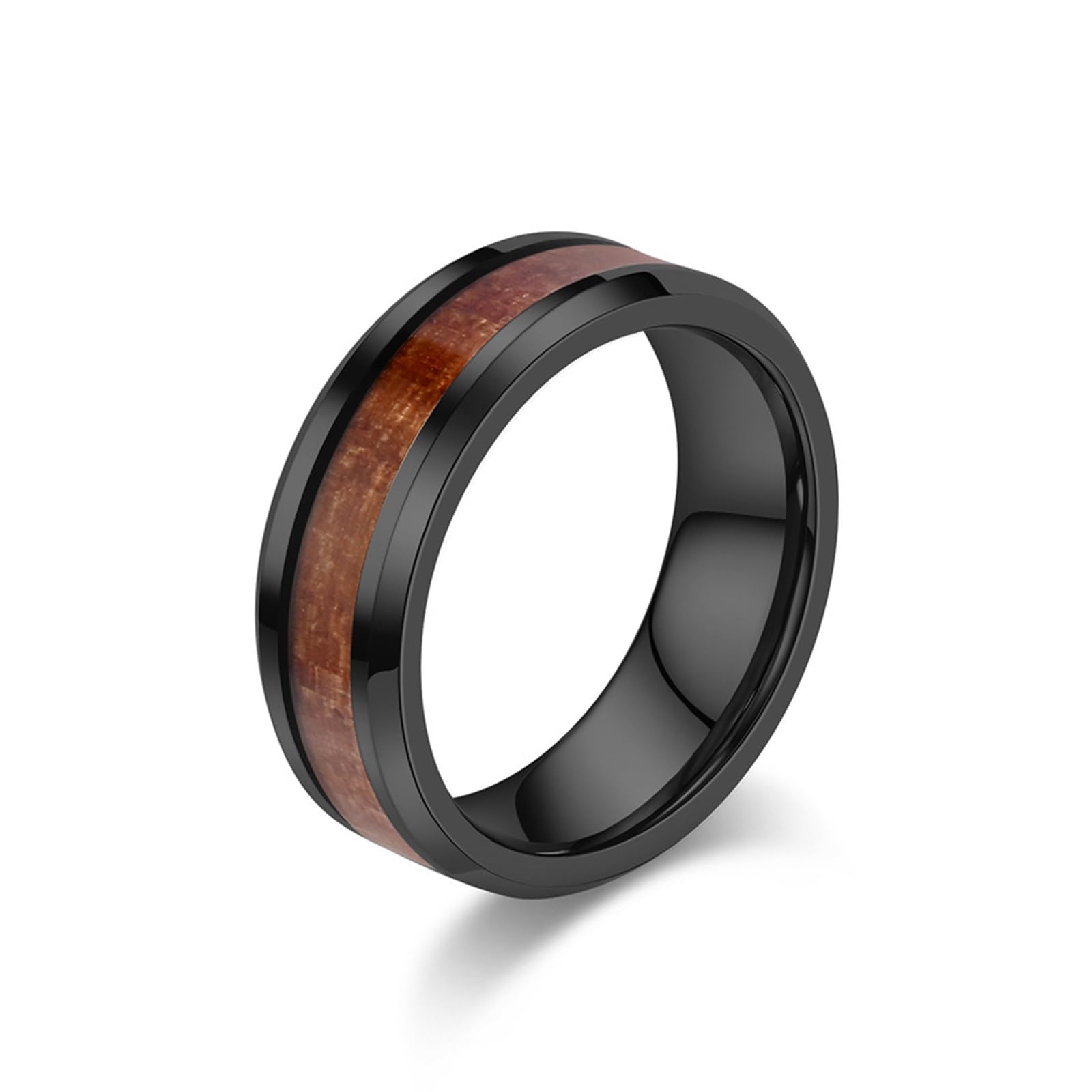 Anillo de mujer y hombre, de tungsteno, alianzas de boda para mujer y hombre, par ancho 4 mm/6 mm, simple con incrustaciones de vetas de madera