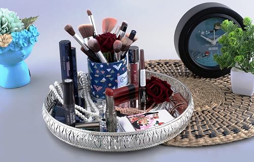 Image of Design Decor Gallery Combo of Round German Silver Plated Tray 6 Inch,8 Inch and 10 Inch Decorative Plate | Gift for Diwali, Anniversary, House Warming, Birthday, Wedding Return Gift Set