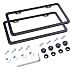 L-Fine License Plate Frame 2 Pcs 2 Holes Aluminum Slim Bottom Design with Screw Set (Black)
