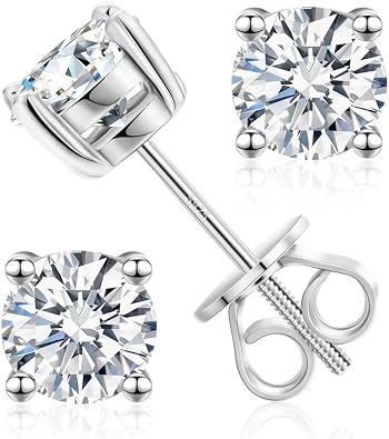Lab Grown Diamond Stud Earrings Screw Back for Women Round Cut IGI Certified D Color VVS1 Clarity Hypoallergenic Fine Jewelry Gift