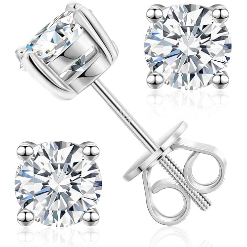 Lab Grown Diamond Stud Earrings Screw Back for Women Round Cut IGI Certified D Color VVS1 Clarity Hypoallergenic Fine Jewelry Gift