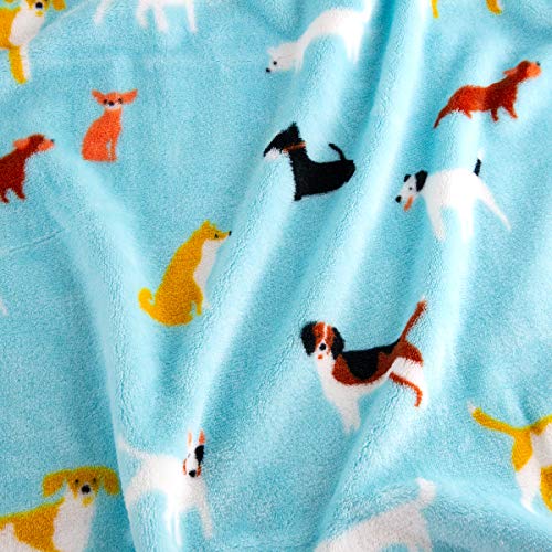 Avafort Velvet Plush Home Fleece Throw Blanket For Couch Sofa Bed, Warm Elegant Fuzzy Flannel Blanket For Kid Baby Adults Or Pet, Lightweight Soft Cozy Warm Luxury Microfiber Blankets (Dog - Sky Blue) #TOP1