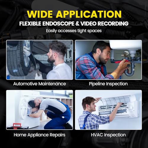 Two-Way Articulating Borescopes Camera with Light, Industrial Endoscope Inspection with Articulated Probe, Flexible Mechanic Fiber Optic Snake Scope Cam for Wall Automotive Engine Inspect-3.33FT