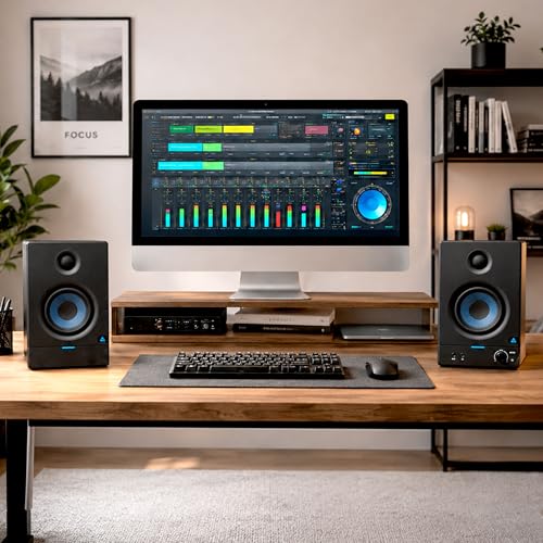 Image of Audio Array 3.5 inch Bookshelf Speaker Pair | 50W RMS | Bluetooth Connectivity| 2 Modes | 3.5 inch Fiberglass Woofer & 1 inch Silk Dome Tweeter | TRS /RCA /AUX | Bass & Treble Control (AMS2)
