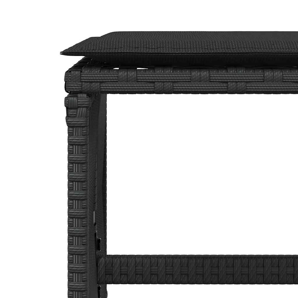 vidaXL Lot de 4 Tabourets de Jardin avec Coussins, Chaises de Patio, Sièges de Terrasse, Meubles d'Extérieur Arrière-Cour, Noir Résine Tressée