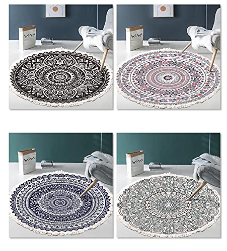Ernzi Chair Mat Office Protector For Hardwood Floors,Decorative Round Rug With Tassels,Anti-Slip Floor Protection Mat For Office Home Computer Chair,Multi-Purpose Chair Carpet For Desk #TOP4