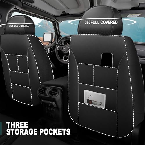 AOMSAZTO Car Seat Covers Custom Fit for Jeep Gladiator 2020-2024 2025 2026 Leather Truck Car Seat Covers Full Set (Black&Grey) by AOMSAZTO - Used condition - Image 3