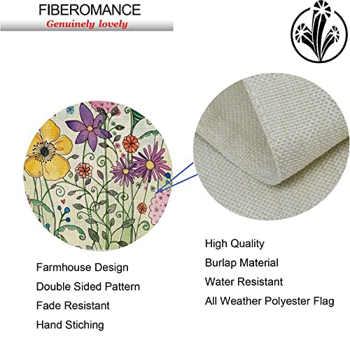 Fiberomance Spring Summer Floral House Flag 28 X 40 Inch Watercolor Flowers Double Sided Outdoor Decoration #TOP6